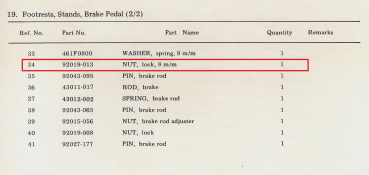 Preview: NUT FOOTREST BAR / BRAKE PEDAL