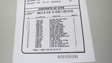 Preview: DICHTSATZ "VESRAH" Z1000J