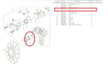 Preview: BREMSKOLBEN HINTEN 43x23mm