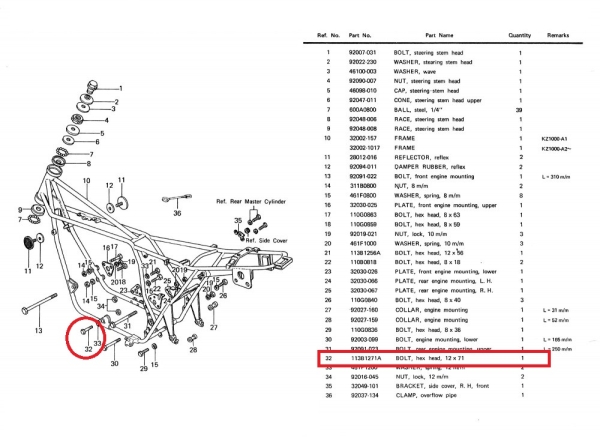 BOLT ENGINE MOUNT M12x71