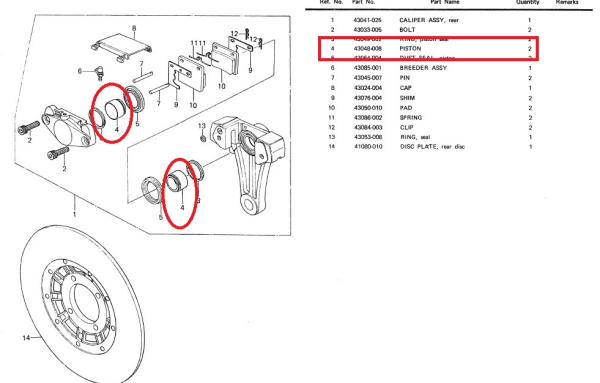 BREMSKOLBEN HINTEN 43x22mm