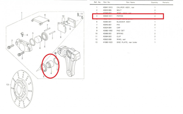 BREMSKOLBEN HINTEN 43x23mm