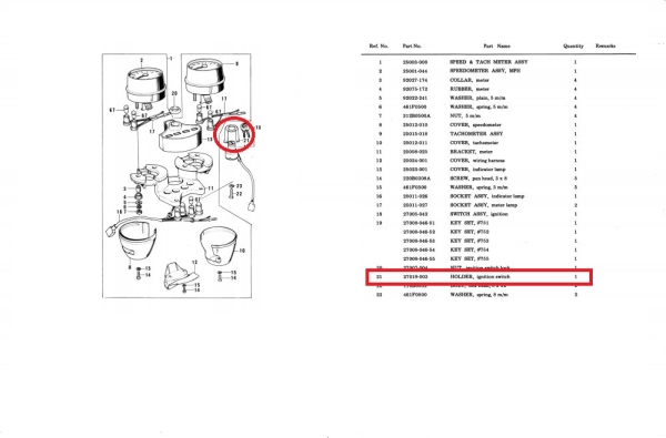 HOLDER IGNITION SWITCH Z1