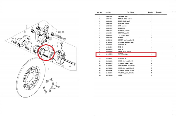 BREMSKOLBEN Z1 Ø43mmx34mm