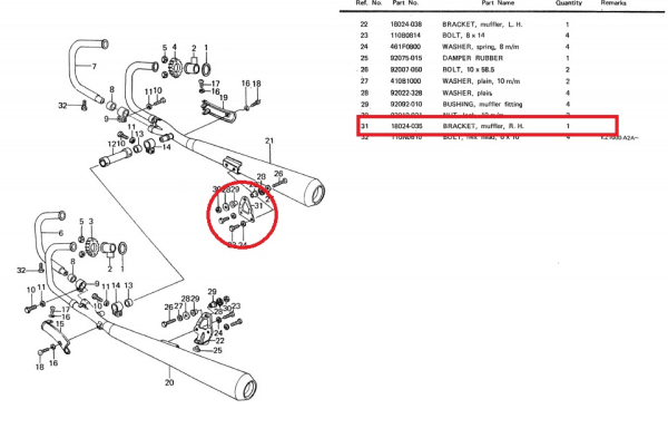 AUSPUFFHALTER RECHTS (GEBRAUCHTTEIL)