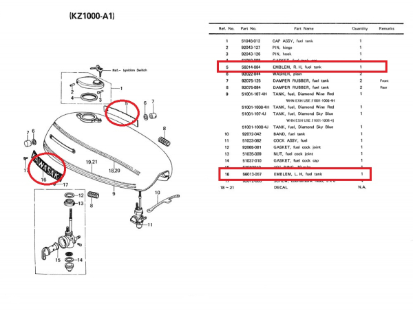 TANKEMBLEM (142MM LOCHABSTAND) (ORIGINAL KAWASAKI)